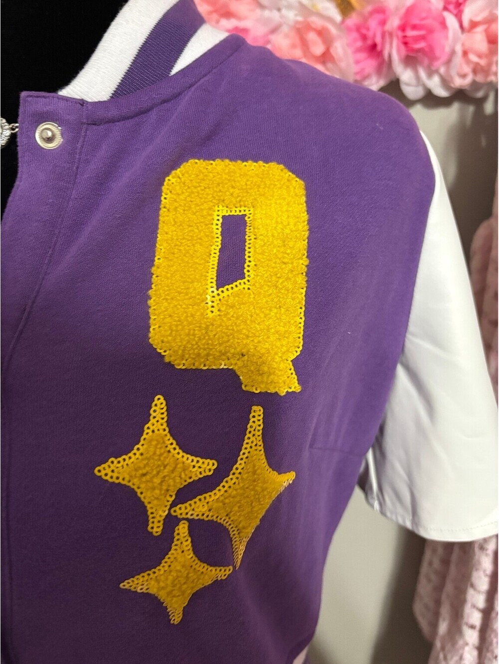 Queen of Sparkles Purple Gold Varsity Gameday Dress Size M LSU Tailgate Sequin - Picture 3 of 4